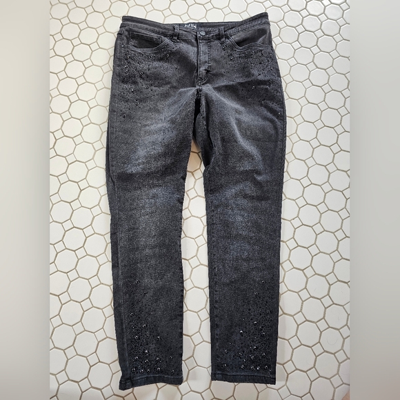 Joseph Ribkoff Denim - Joseph Ribkoff Charcoal Embellished Skinny Jeans